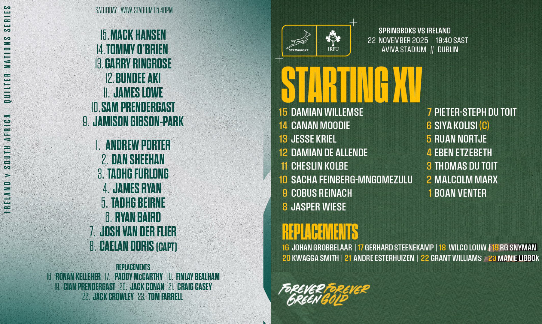 QNS25:アイルランドVS南アフリカ